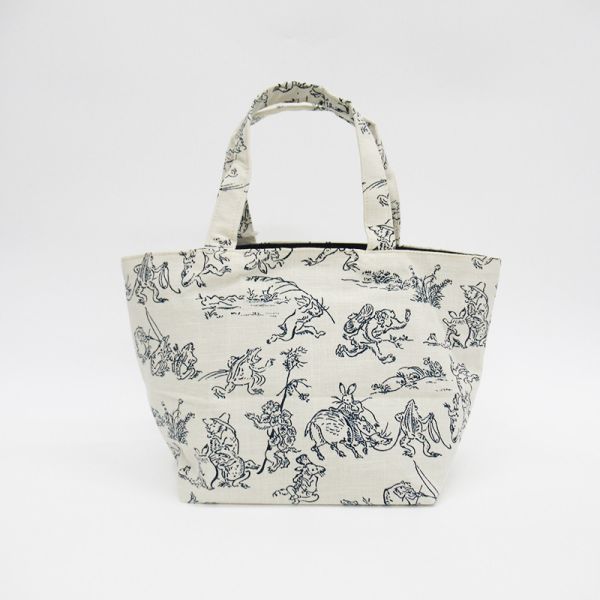鳥獸戲畫舟型手提袋 