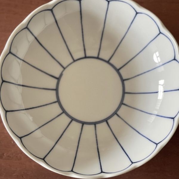 日本製 美濃燒 菊繪 陶碗 