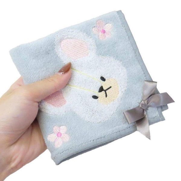 丸真 小熊學校花朵刺繡蝴蝶結手帕 