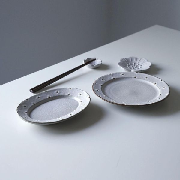 HANI 白色小花淺灰陶瓷系列 