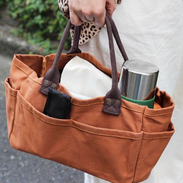 dulton 駝色多格帆布手提袋 