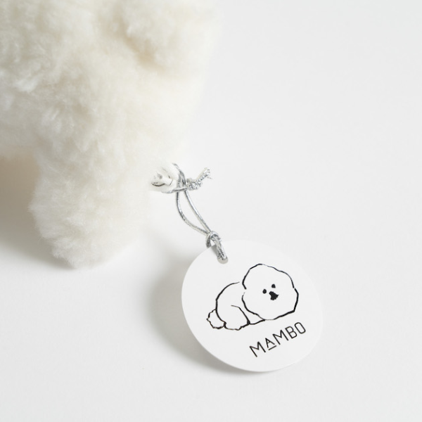 mambo & bb 比熊犬趴著毛絨玩偶吊飾 