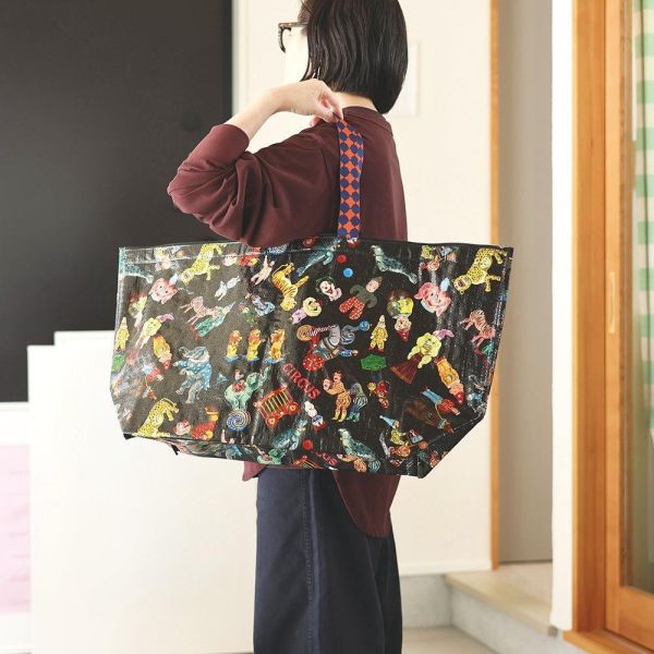 Nathalie Lete 馬戲團舟型大購物袋L(黑) 