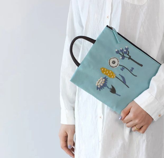 atsuko matano刺繡可掛式扁平收納包 