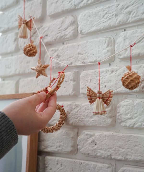 shesay 聖誕主題草編串掛飾 