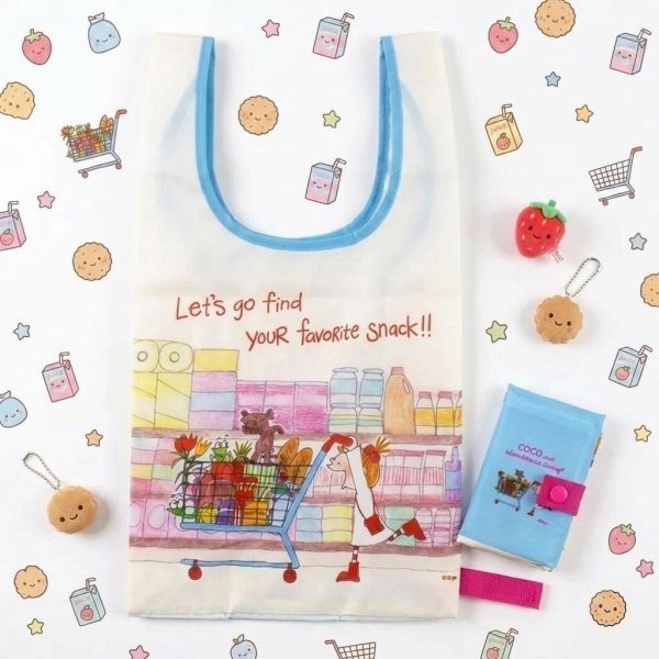 GreetingLife coco附底板折疊購物袋S(藍) 