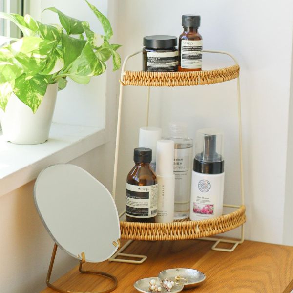 UTILE藤編雙層轉角置物架 
