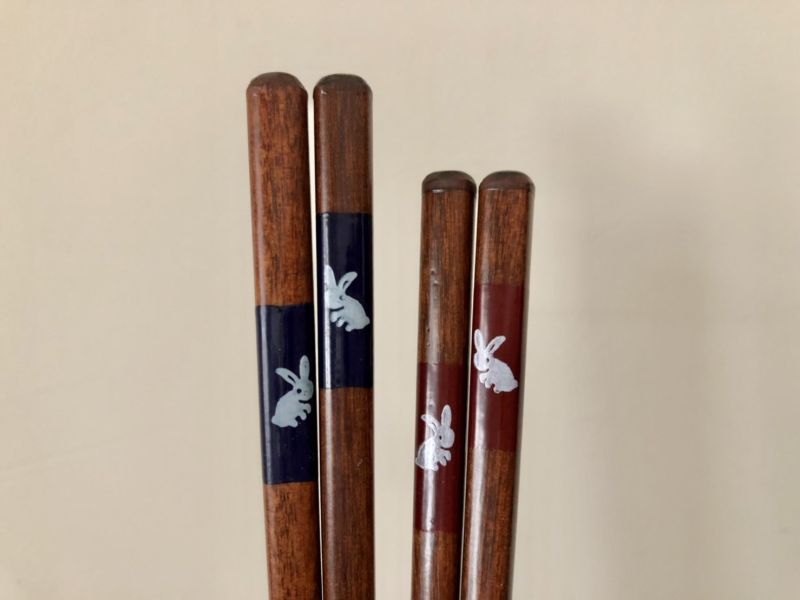 孩童用天然木兔子木筷 21cm 
