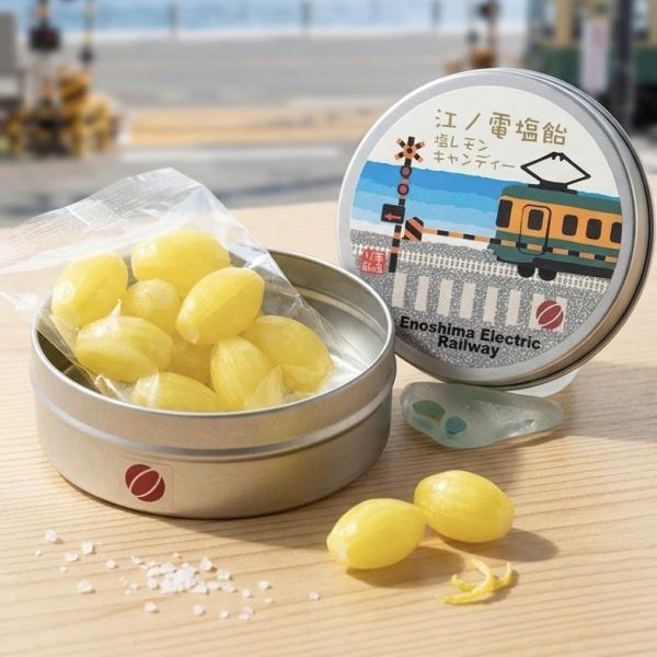 江之電 檸檬風味硬糖圓鐵盒 