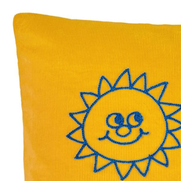 unico 刺繡小圖雙色燈芯絨抱枕套 