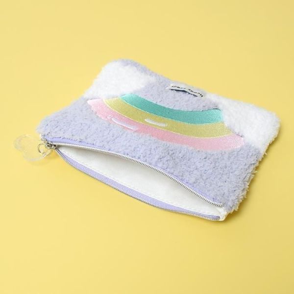 flowering 刺繡毛絨扁平收納包 