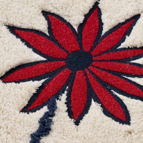 Sybilla 花朵刺繡毛絨止滑地墊 