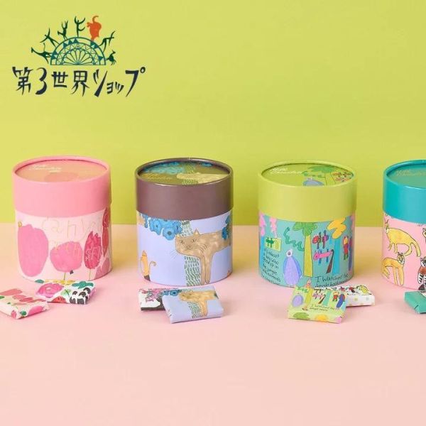 第三世界藝術公平交易牛奶巧克力圓罐8入 