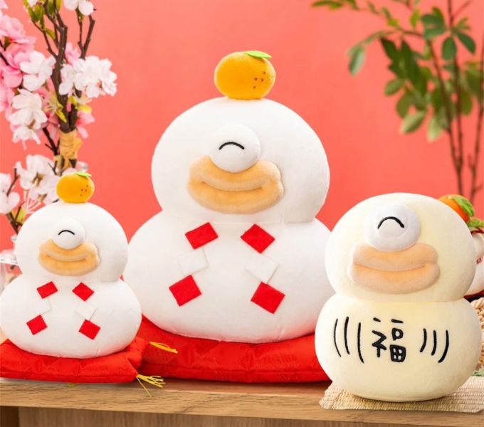 chiikawa 奧德鏡餅/達摩造型毛絨玩偶 