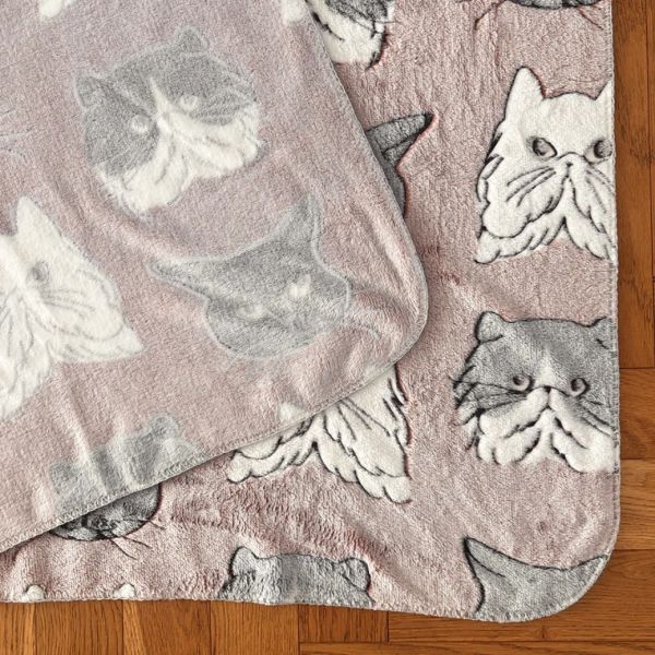 QUET du Cadeau 貓咪大臉蓄光毛毯M 