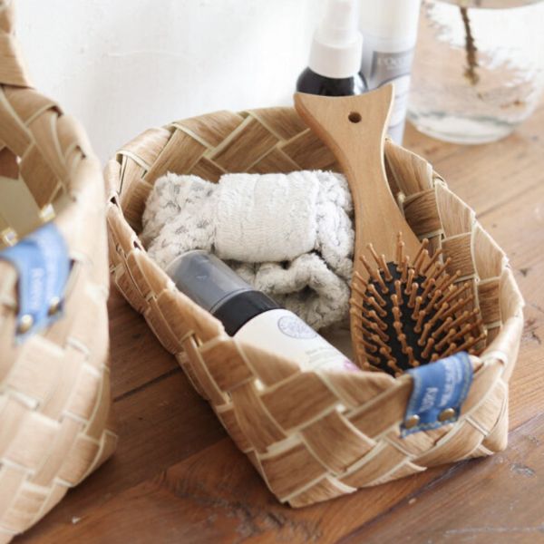 KURA 天然木片編織收納籃 