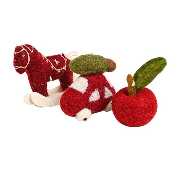 EnGry&Sif手工羊毛氈紅蘋果吊飾 