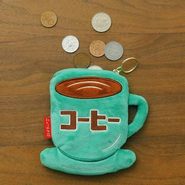 Hightide 昭和復古刺繡咖啡造型毛絨收納包 