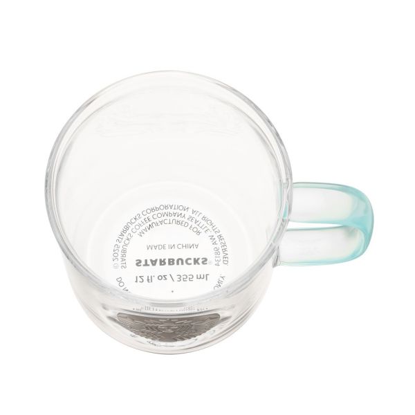 Starbucks 日本星巴克 浮雕亮綠手把耐熱玻璃馬克杯355ml 