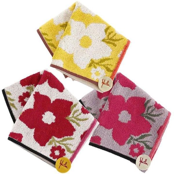 Sybilla 花卉圖騰純棉毛巾手帕 