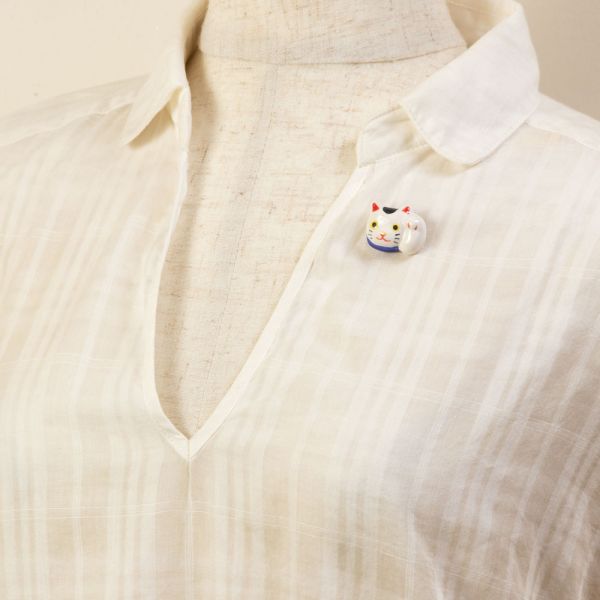 IHOSHIRO窯 陶器貓咪胸針 