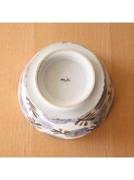 madu 立體彩繪線條花朵陶瓷大碗公 