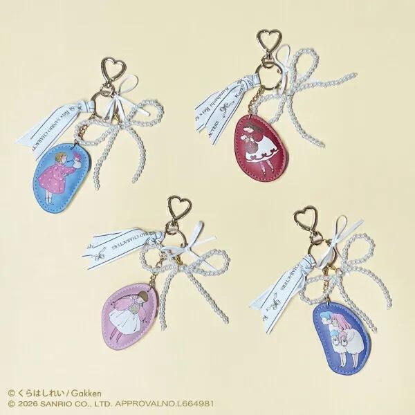 Kurahashi Rei x Sanrio 金屬串珠蝴蝶結皮革鑰匙圈 