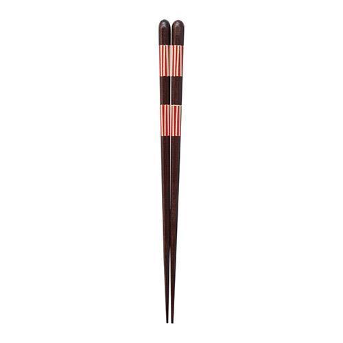 ISHIDA 日式紅直線條八角先角天然木筷20.5cm 