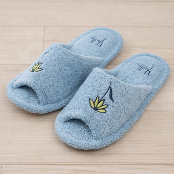 Sybilla 花朵刺繡毛巾布室內拖 