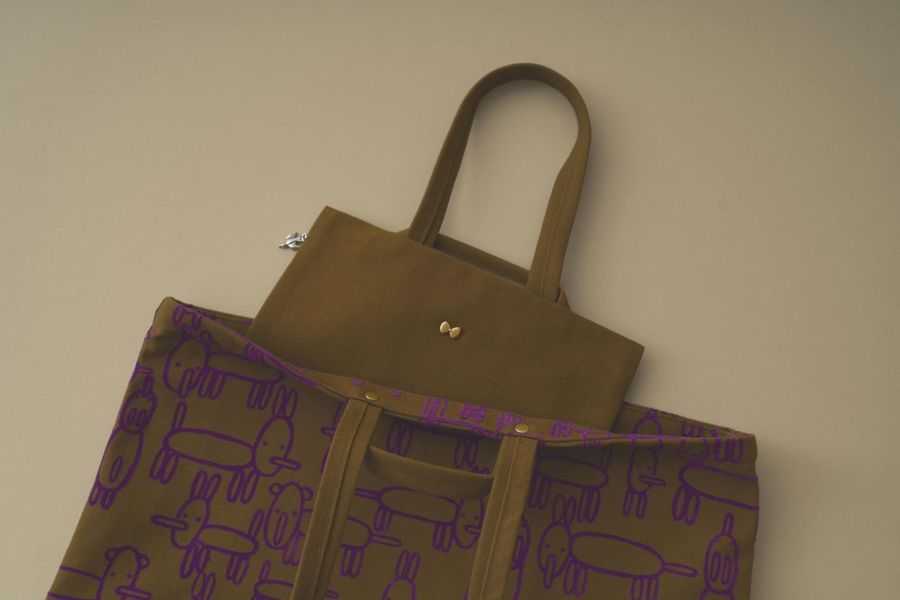 mina perhonen皆川明 滿版氣球狗帆布袋 