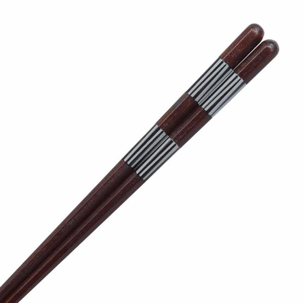 ISHIDA 日式紅直線條八角先角天然木筷20.5cm 