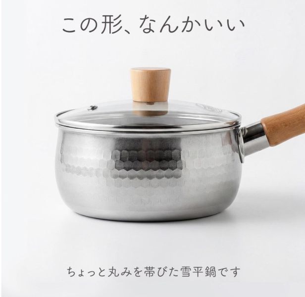 燕三條 BULGE不鏽鋼雪平鍋附玻璃鍋蓋18cm 