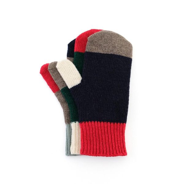 shesay 拼色針織手套(紅藍) 