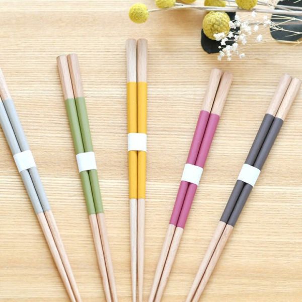 逸品社 彩色八角箸天然木筷23cm 