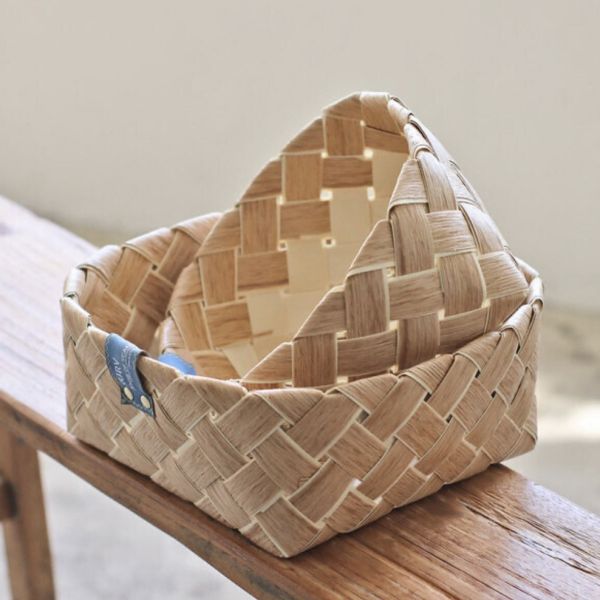 KURA 天然木片編織收納籃 