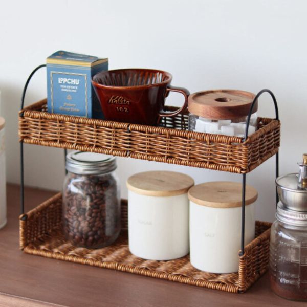 防水編織雙層置物架 