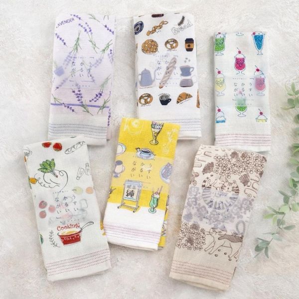 kontex 插圖紗布純棉長巾 