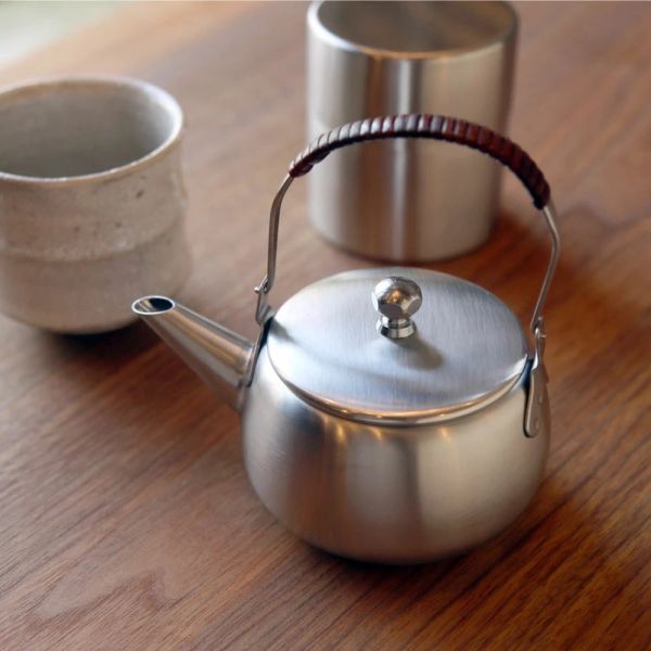 OM 天然藤蔓把手不銹鋼急須茶壺360ml 