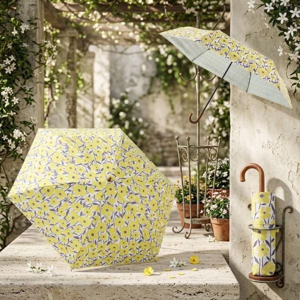 estaa 100%晴雨兼用滿版黃花手把摺疊傘 