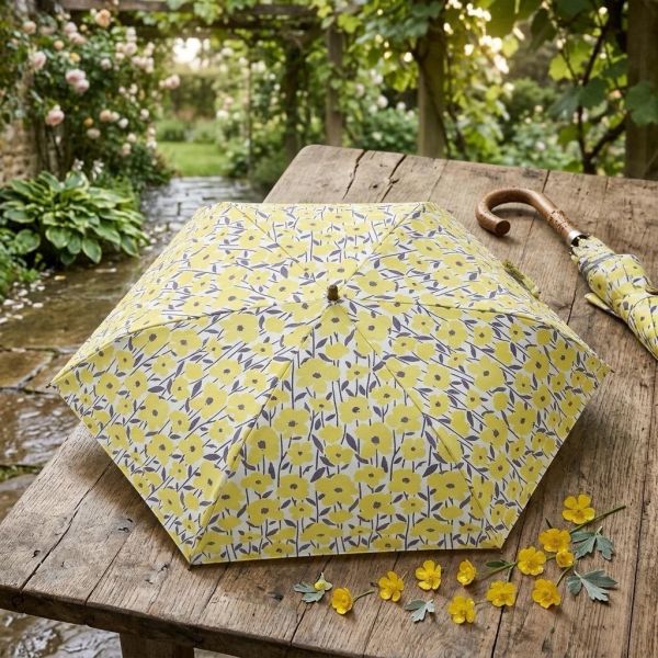 estaa 100%晴雨兼用滿版黃花手把摺疊傘 