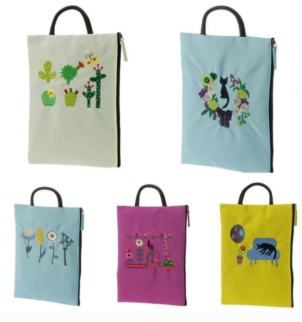 atsuko matano刺繡可掛式扁平收納包 