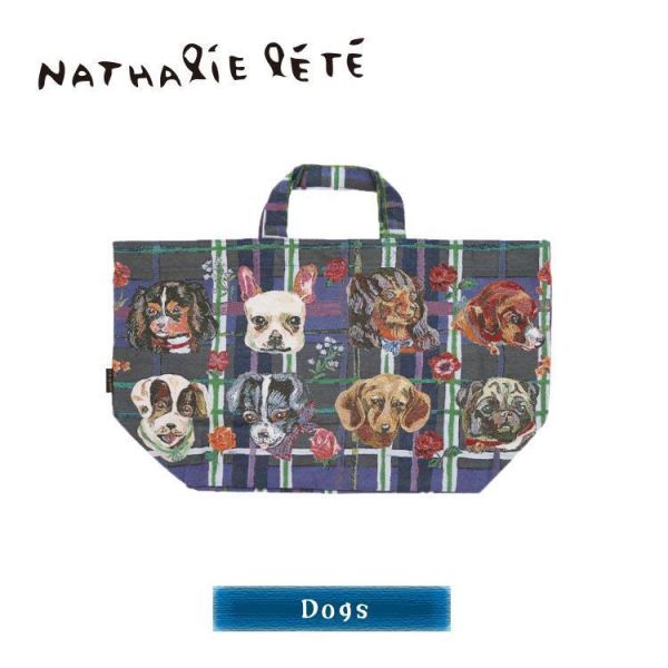 Nathalie Lete 塗鴉貓/兔子舟型格紋手提袋 