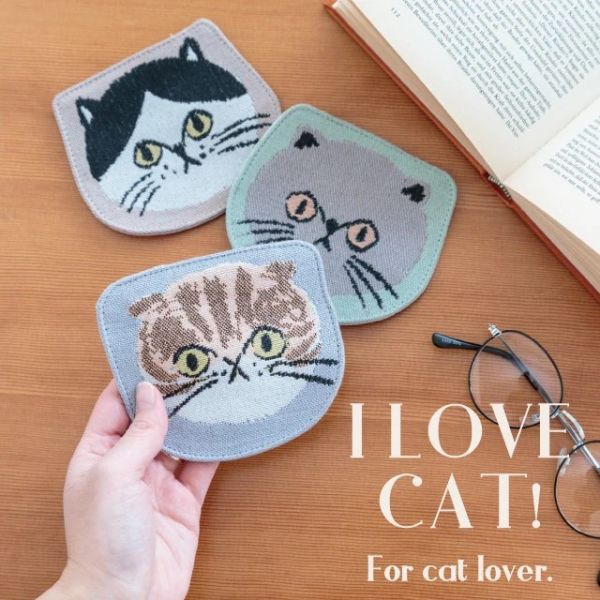 bisque 貓咪緹花織布杯墊 