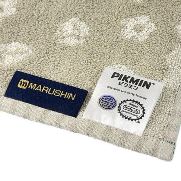 丸真 pikmin皮克敏綠邊格紋刺繡純棉手帕 