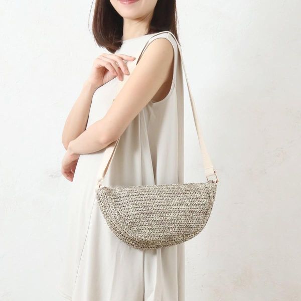 aristella 草編織半月單肩包 