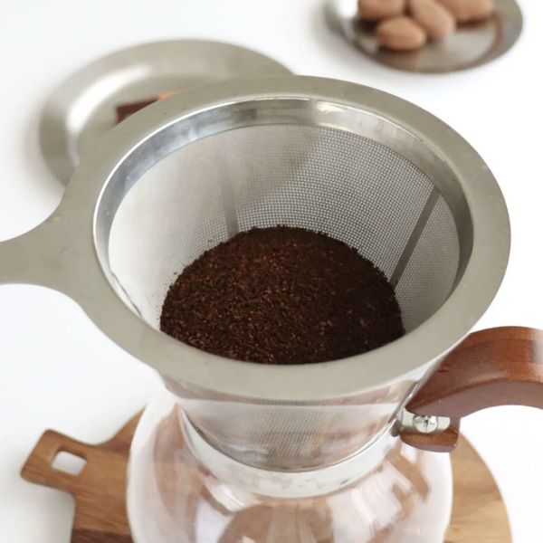 63 竹製手柄玻璃咖啡濾壺 