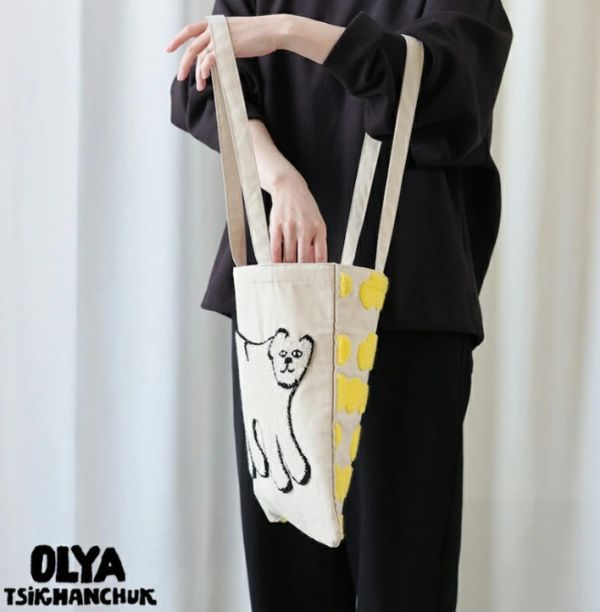 OLY 動物刺繡肩背購物袋 