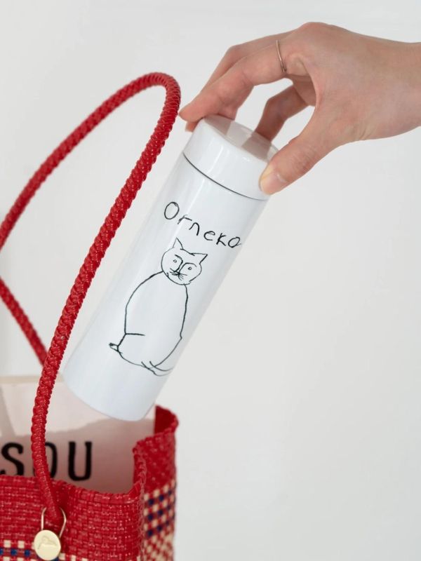 Orneko 貓咪不鏽鋼保溫瓶280ml(白) 