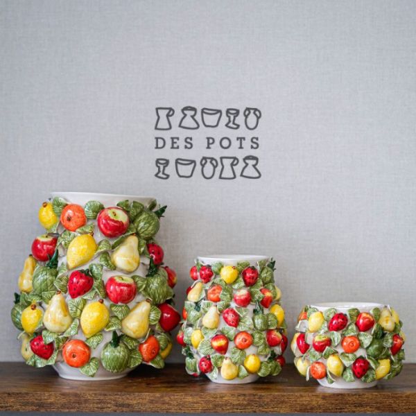 Des pots 滿版立體可可豆&蔬菜&水果陶瓷花瓶 