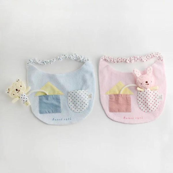 Anano Cafe 小熊/小兔立體玩偶刺繡彈性圍兜 